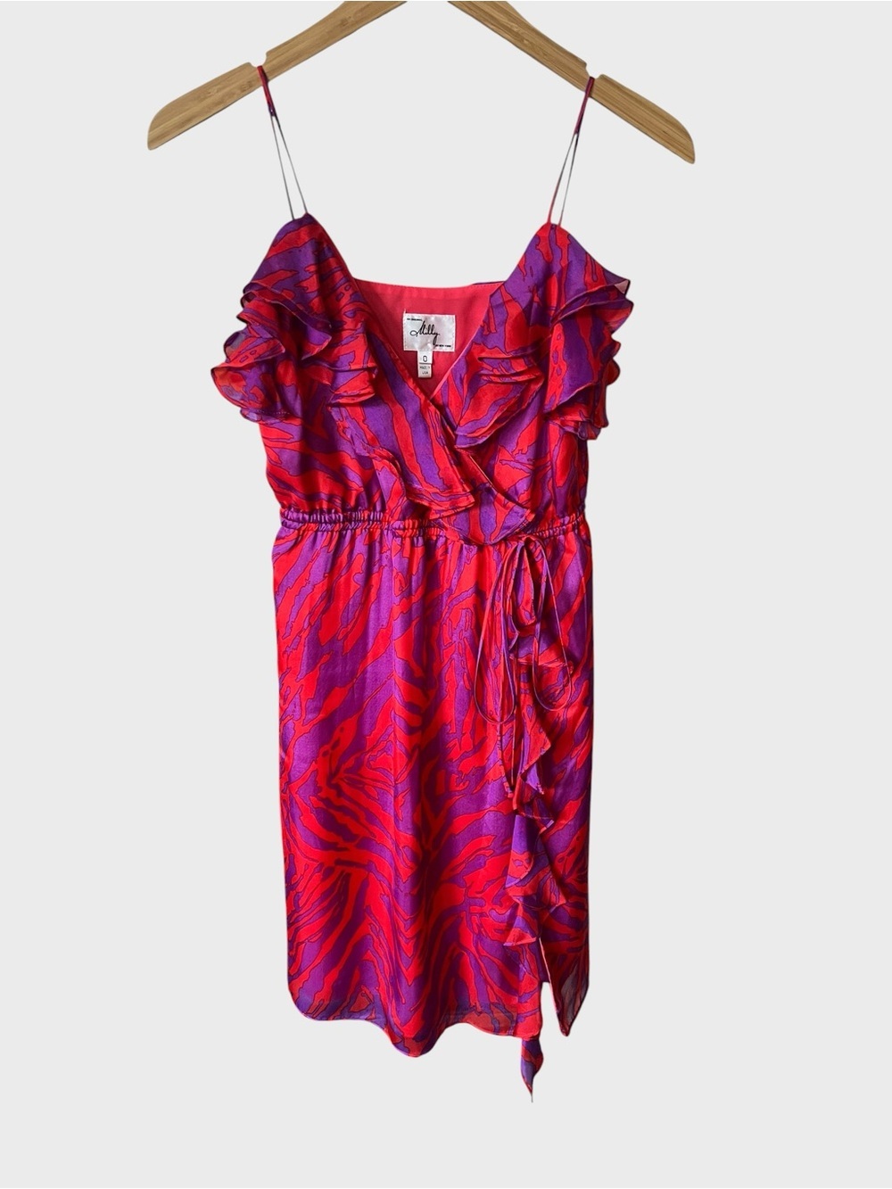 Milly 100 -% silk Coral-Red Draped Dress